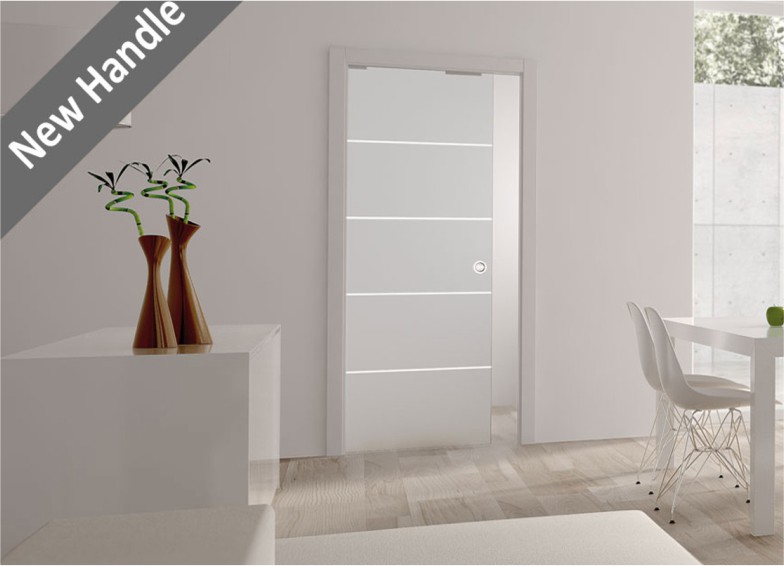 Eclisse Single Classic Stripped Glass Pocket Door System 