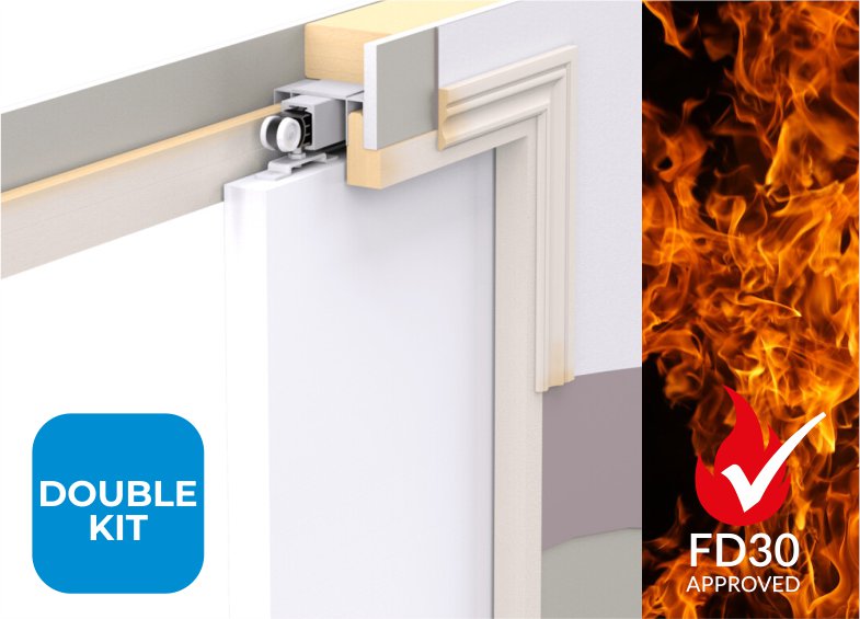 Enigma Visible Frame Double Fire Rated FD30 Pocket Door Kit