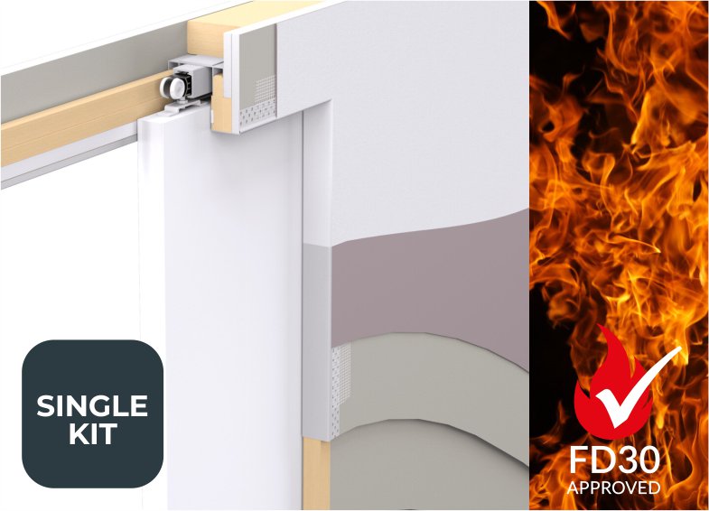 Enigma Concealed Single Fire Rated FD30 Pocket Door Kit 