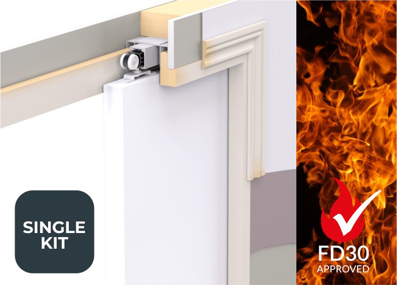Enigma Visible Frame Single Fire Rated FD30 Pocket Door Kit